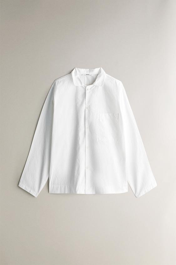 LONG SLEEVE POPLIN SHIRT - Ecru | ZARA United States