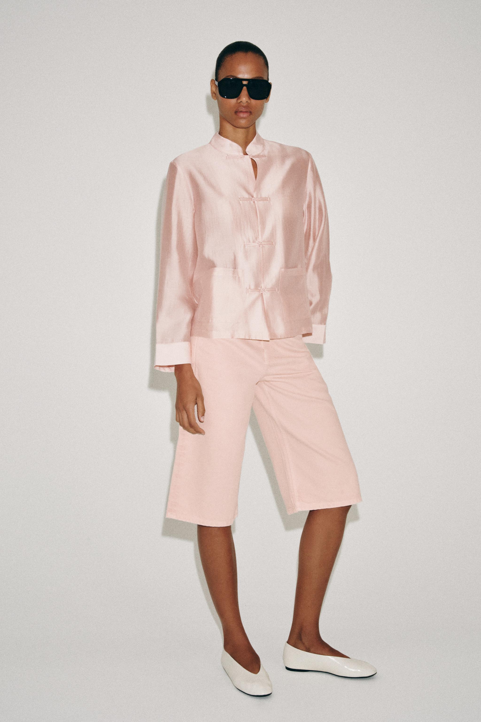 Zara ZW COLLECTION ORTA BEL DENIM BERMUDA görsel 8