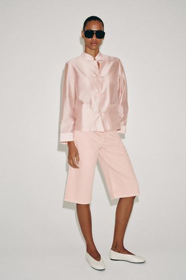 ZW COLLECTION MID-WAIST DENIM BERMUDA SHORTS - Pink by Zara