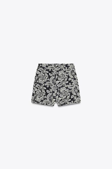 JUPE-CULOTTE NŒUD BRODÉE - Bleu / Blanc de Zara - Image 3