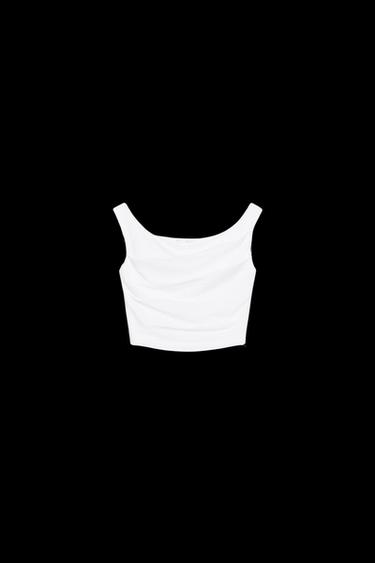 Zara DRAPED CROP TOP - White - Image 0
