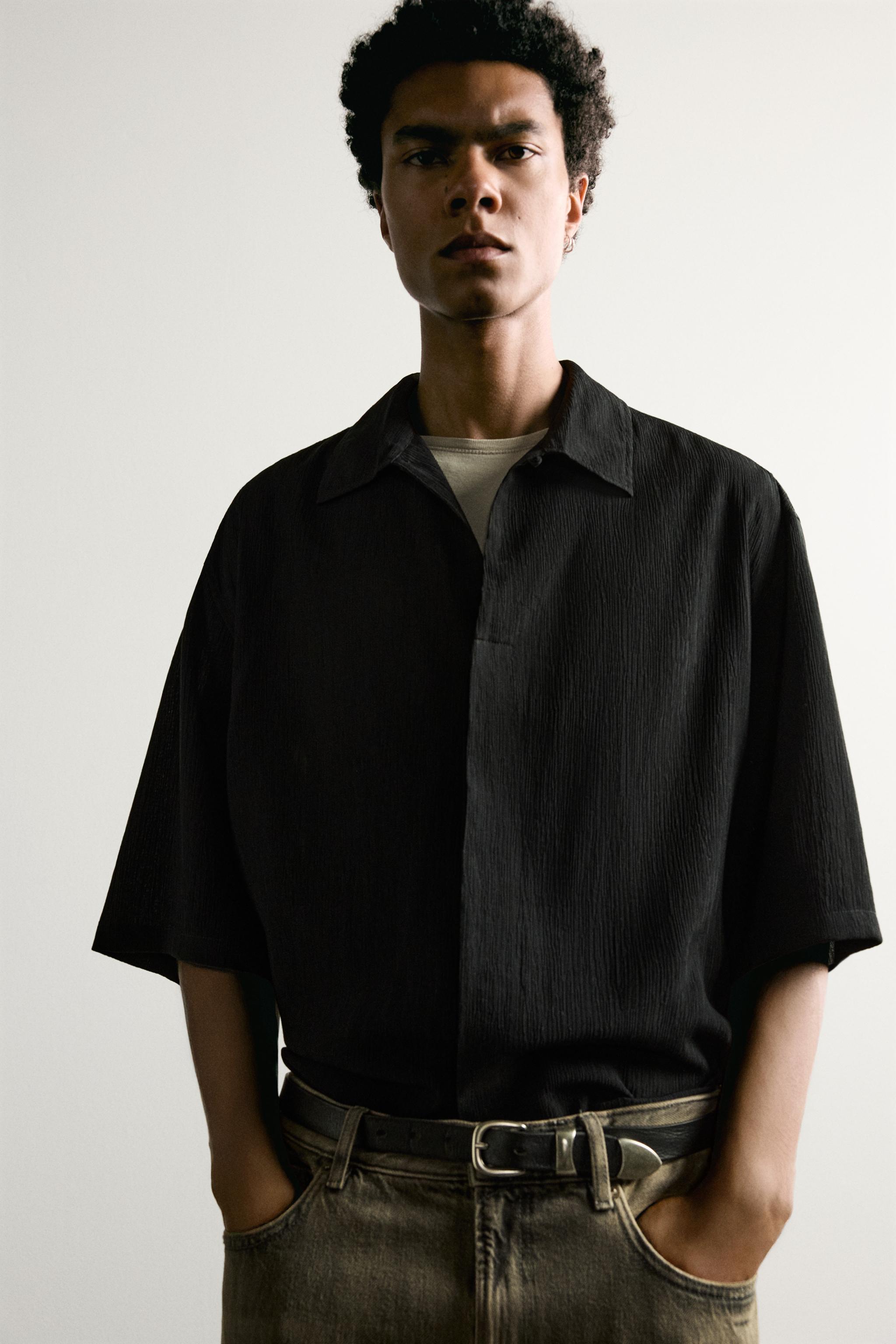 Мужские рубашки Zara TEXTURED BOXY FIT SHIRT — фото 5