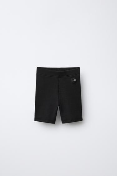Zaras RIBBADE CYKELEGGINGS - Svart