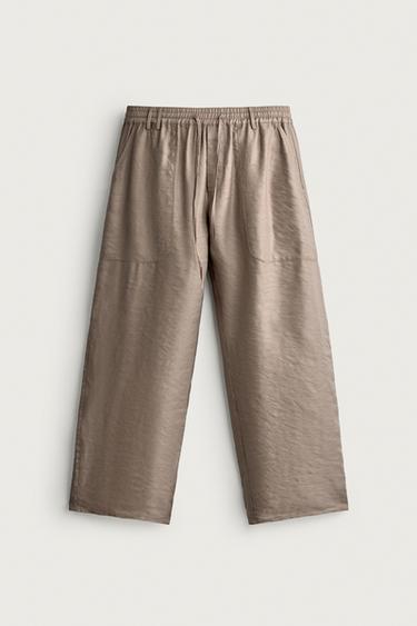 フルイド リラックスフィットパンツピンクベージュZaraのフルイド リラックスフィットパンツ - ピンクベージュ