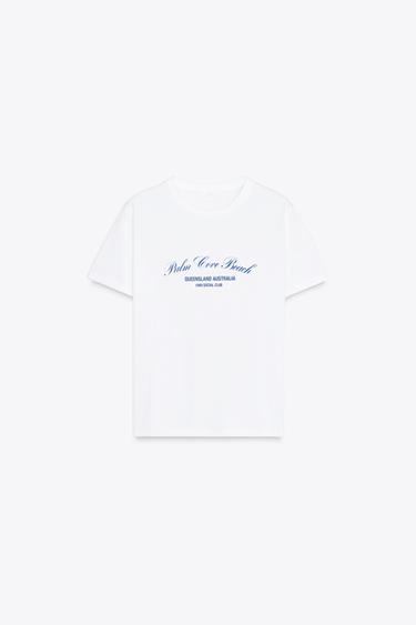 ЛОНГСЛІВ З НАПИСОМ - Білий Zara