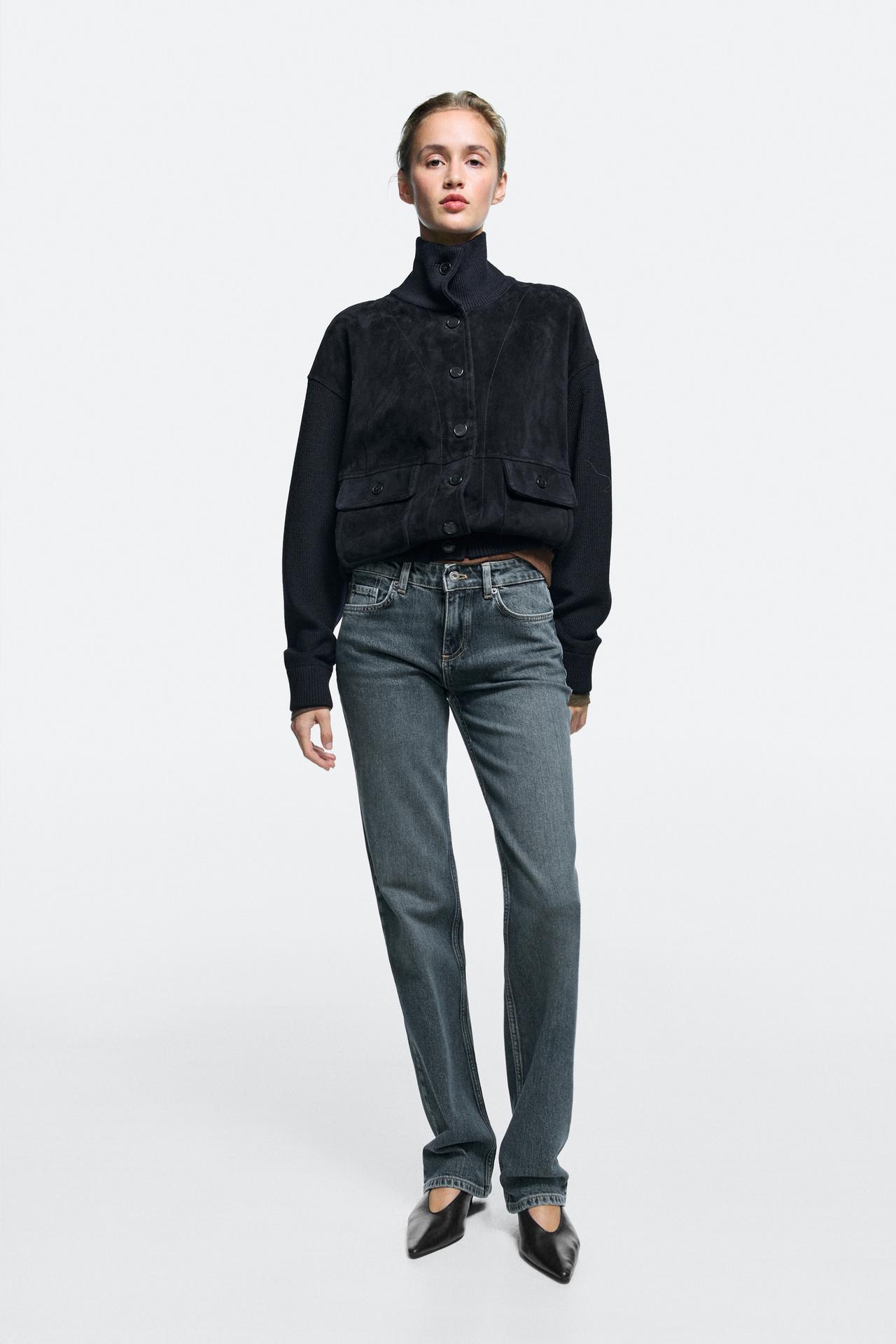 Low-rise straight-leg jeans — Mid-blue