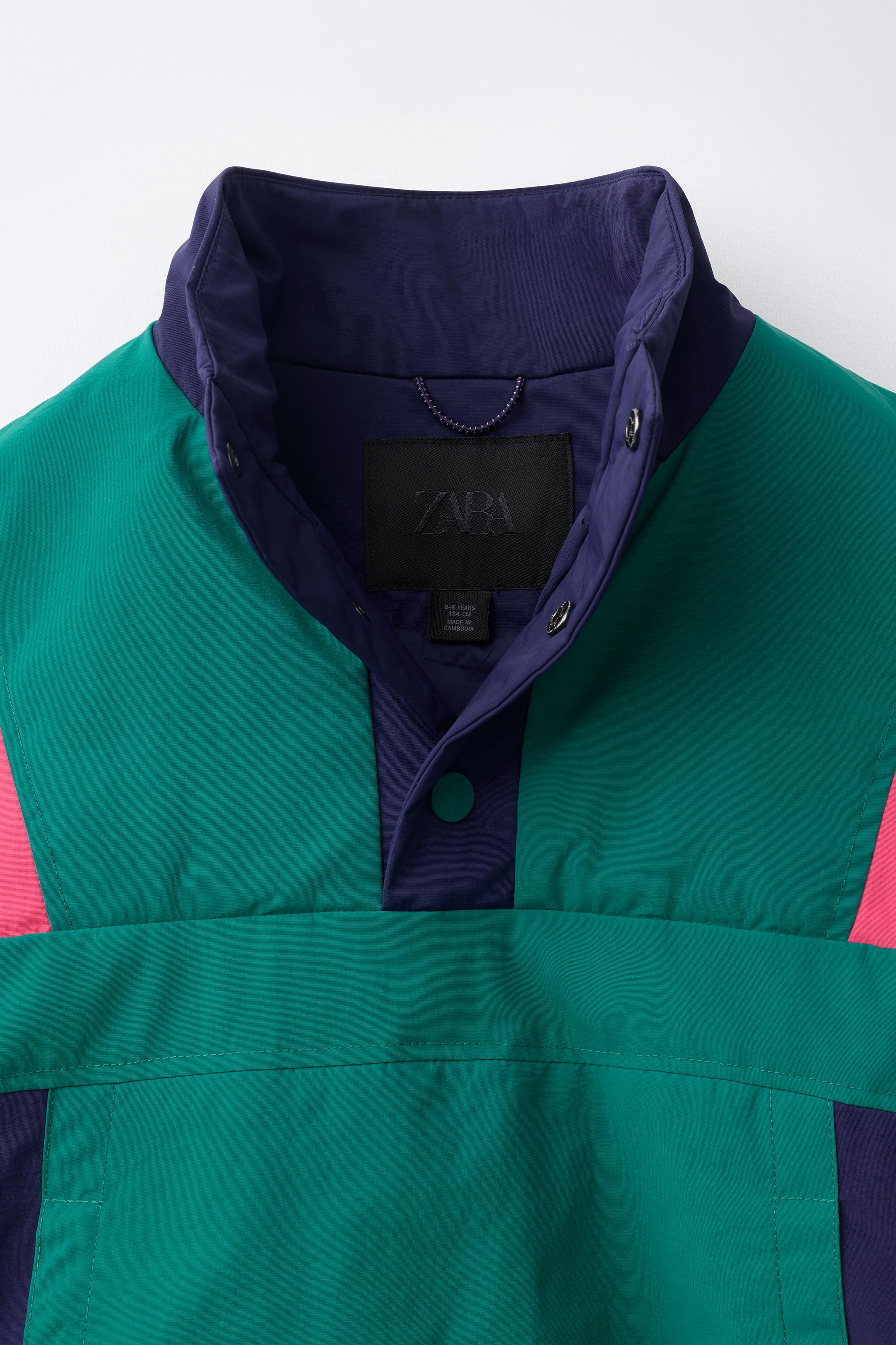 Детские куртки Zara COLORBLOCK WATER-REPELLENT KANGAROO JACKET — фото 7