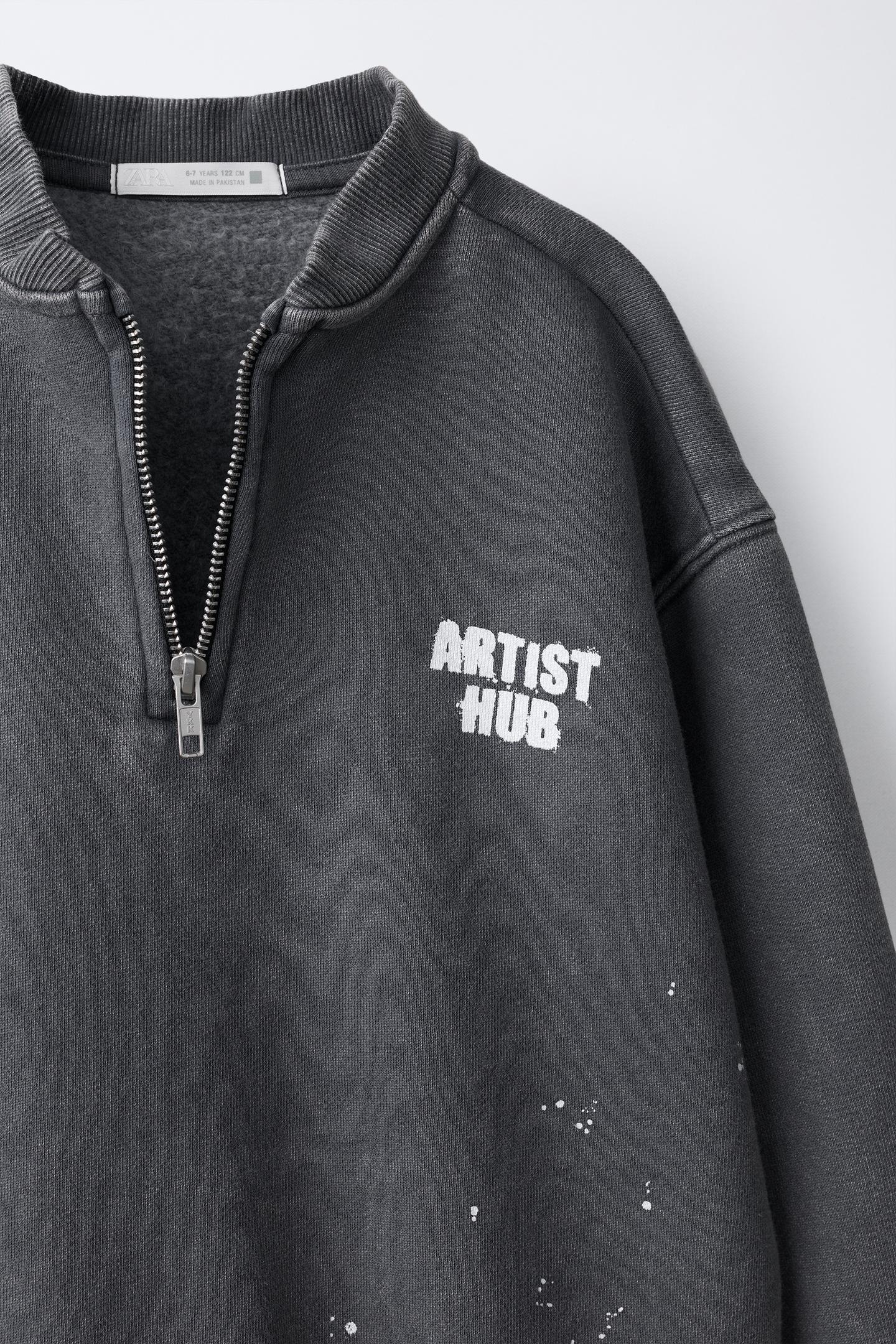 Детская толстовка Zara Paint-Effect Washed, цвет: Антрацитовый серый — фото 3