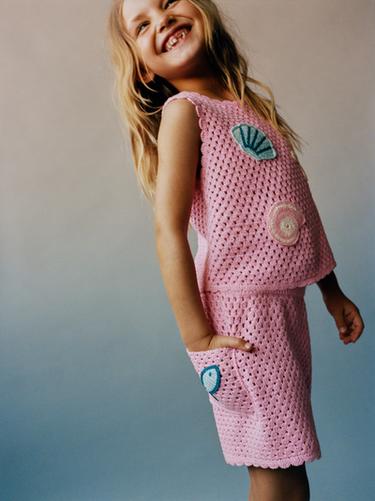 ბერმუდა ნაქსოვი თევზი - Zara-ს Pink