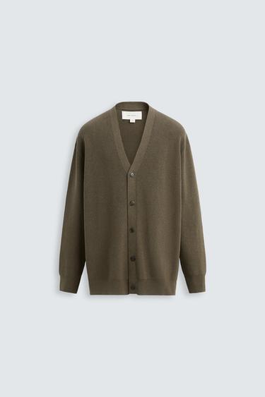 COTTON BLEND CARDIGAN - Brown / Green by Zara