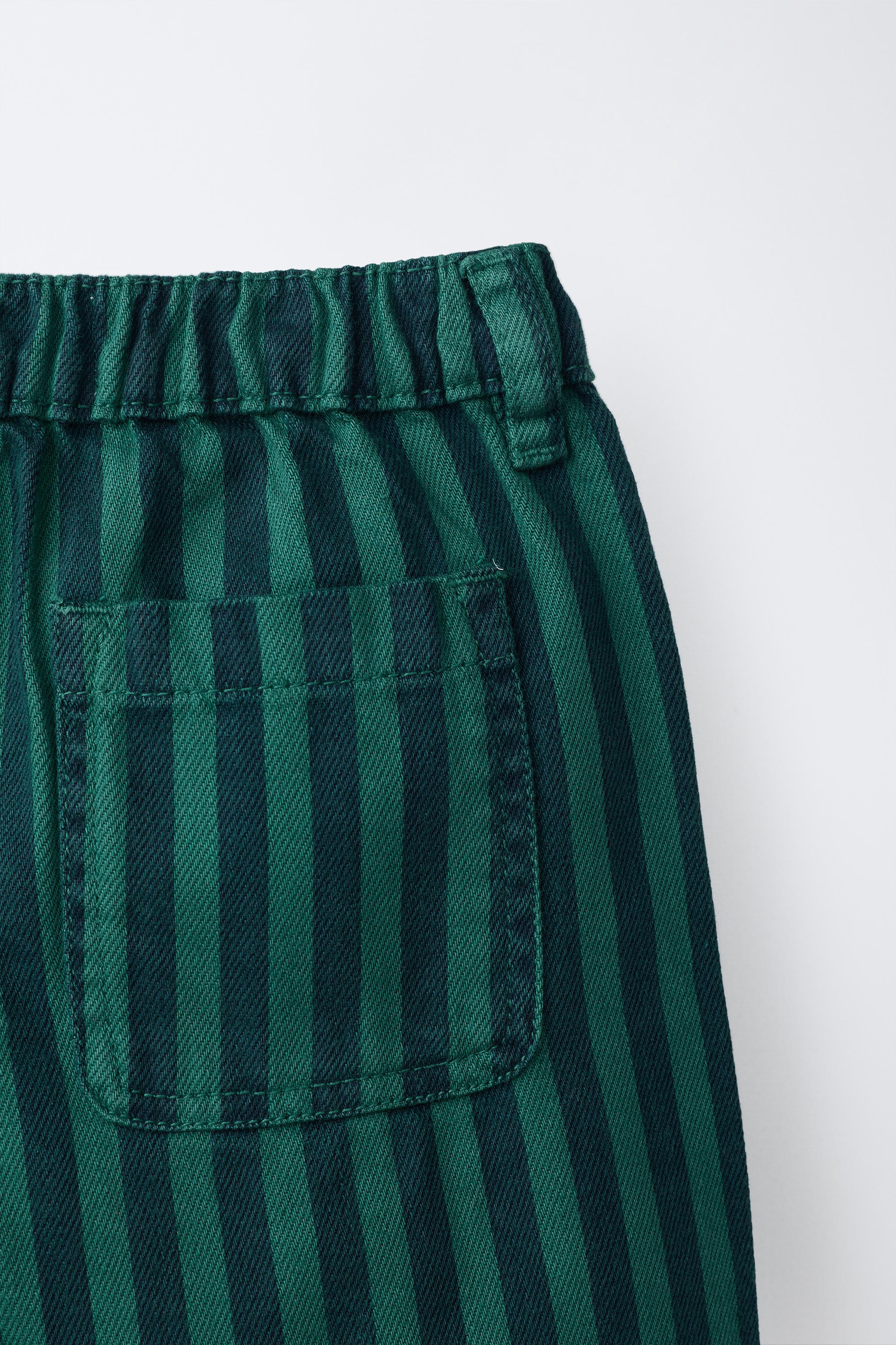STRIPED TWILL BAGGY PANTS