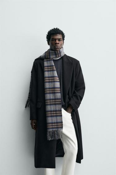 BUFANDA COMBINADA CUADROS - Gris de Zara - Imagen 0