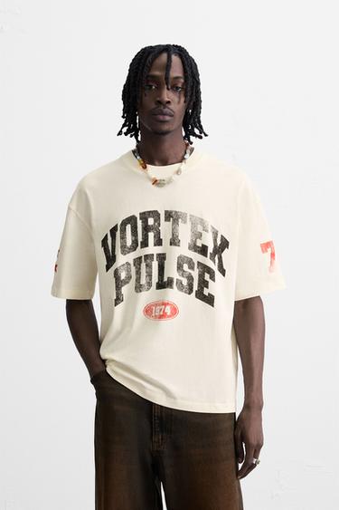 T-SHIRT IMPRIMÉS DÉLAVÉS - Gris bleu de Zara - Image 1