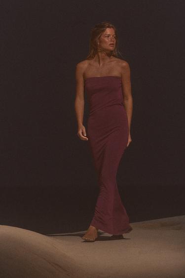 СУКНЯ-БАНДО З РЕМІНЦЕМ ЗЗАДУ - Темно-баклажановий Zara - Зображення 0