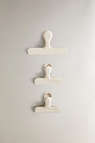 Zara SET OF METAL CLIPS (SET OF 3) - Cream