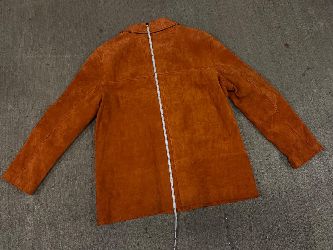 NEW ZARA NWOT BUTTON DOWN BURNT ORANGE 100 SUEDE LEATHER JACKET. - Image 6