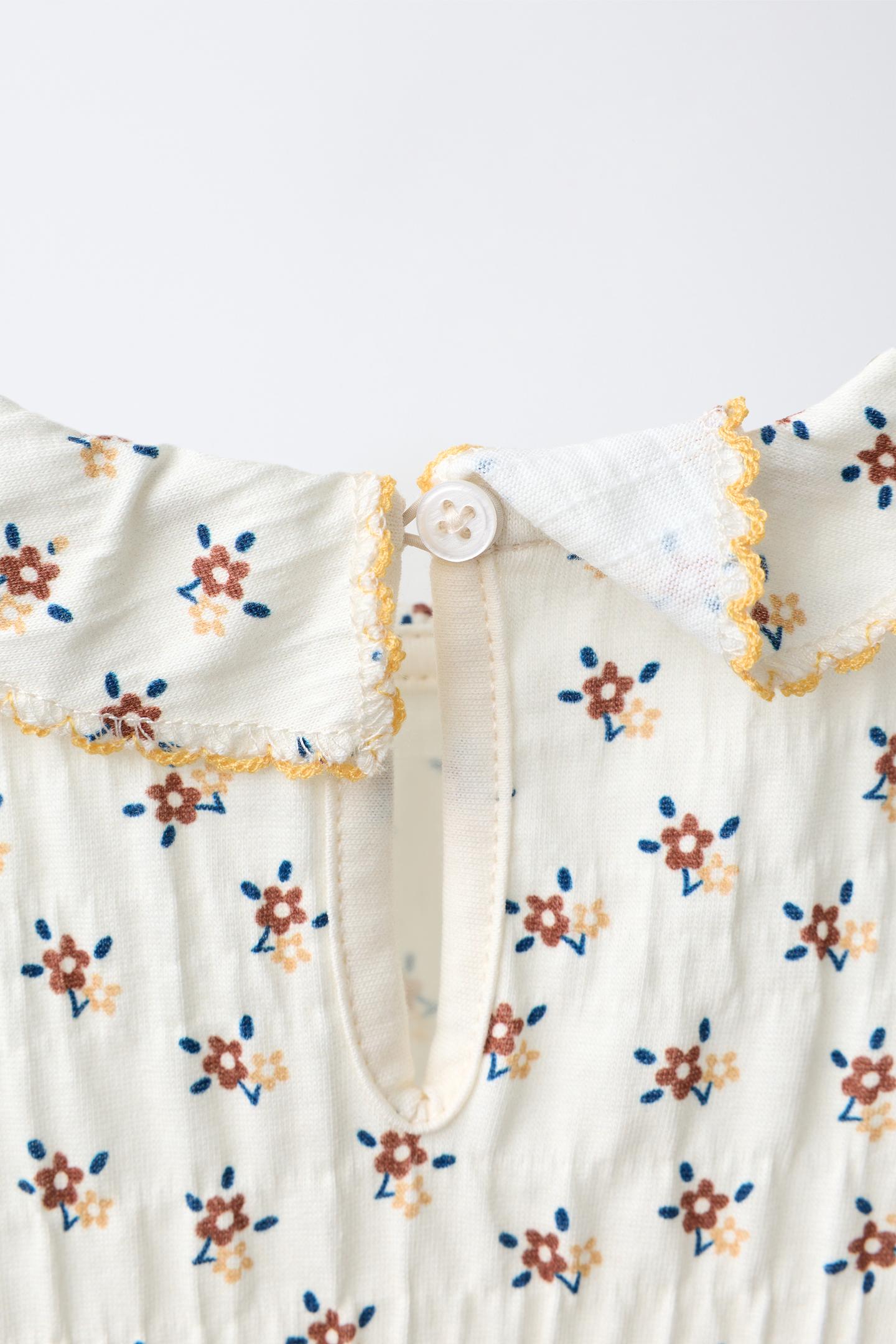 Боди Texture для детей, цветочный принт — Zara, цвет: Экрю — фото 4