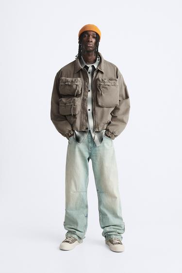 CHOʻNTAKLI UTILITY JAKET - Toʻq teri rangi Zara tomonidan - Tasvir 0