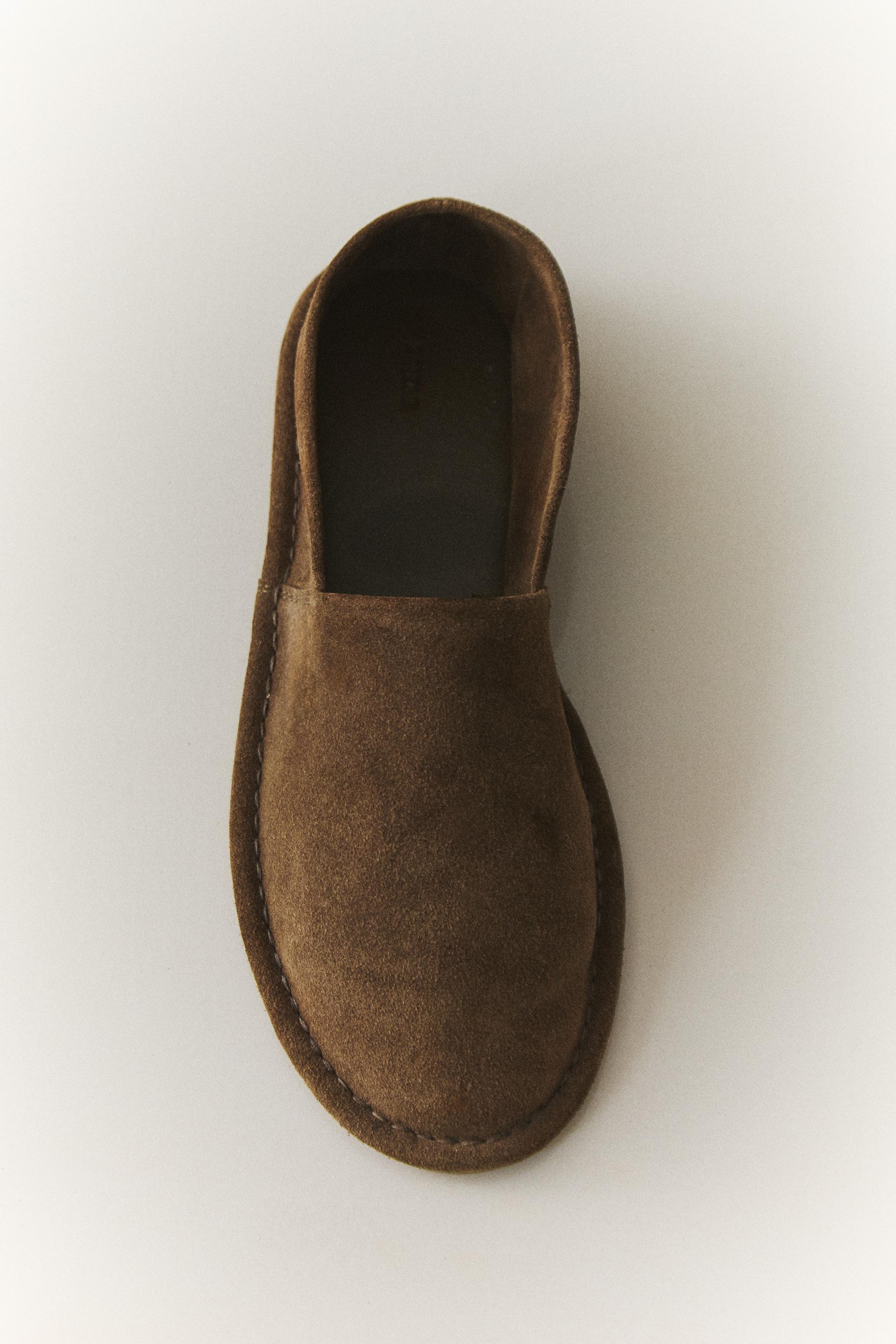 LEATHER MOROCCAN SLIPPERS — Brown