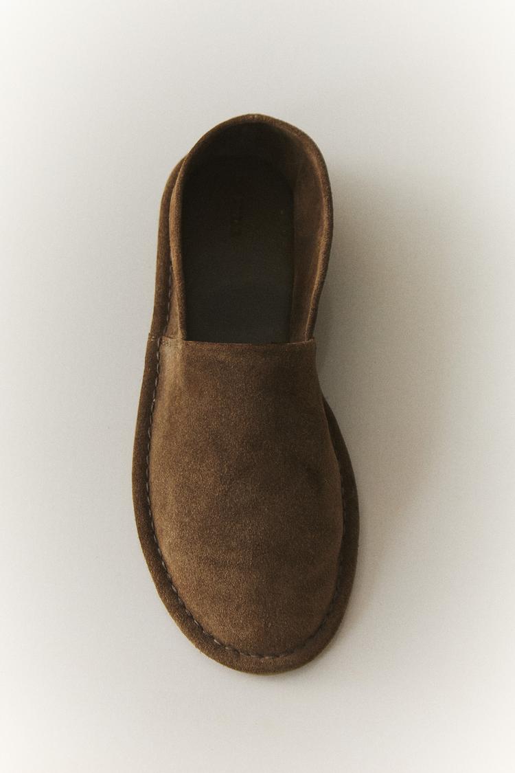 LEATHER MOROCCAN SLIPPERS — Brown