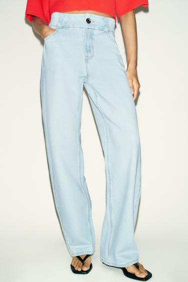 Z1975 WIDE WAIST HIGH-WAIST STRAIGHT JEANS - Light blue by Zara