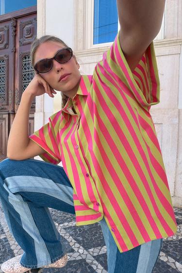 SHORT SLEEVE STRIPED SHIRT - Multicoloured by Zara