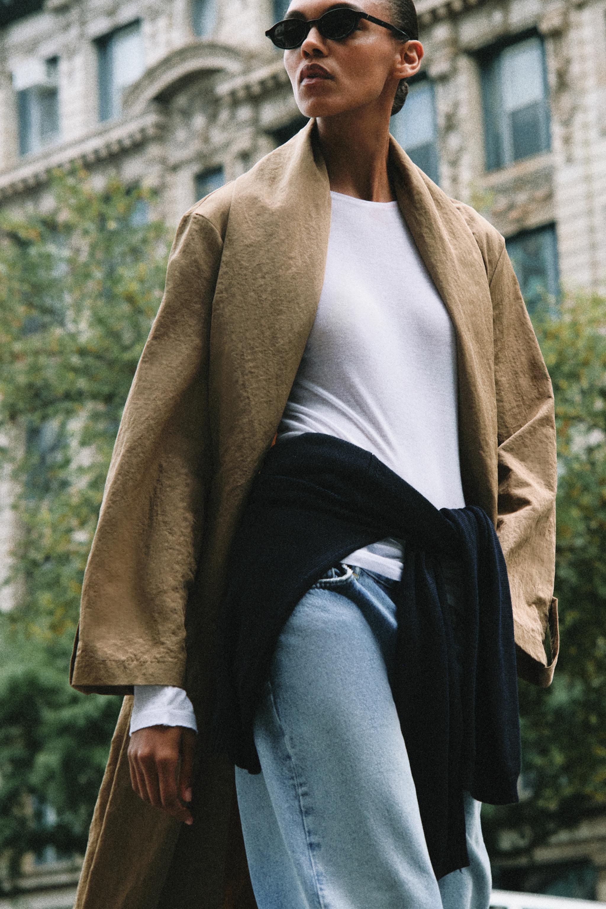 Zara ZW COLLECTION KEMERLİ TRENÇKOT görsel 3