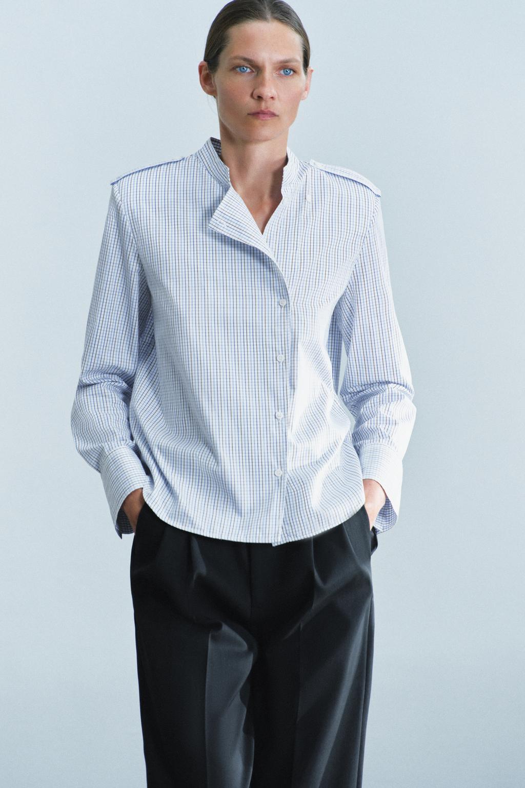 ZW COLLECTION CHECK SHIRT WITH SHOULDER PADS