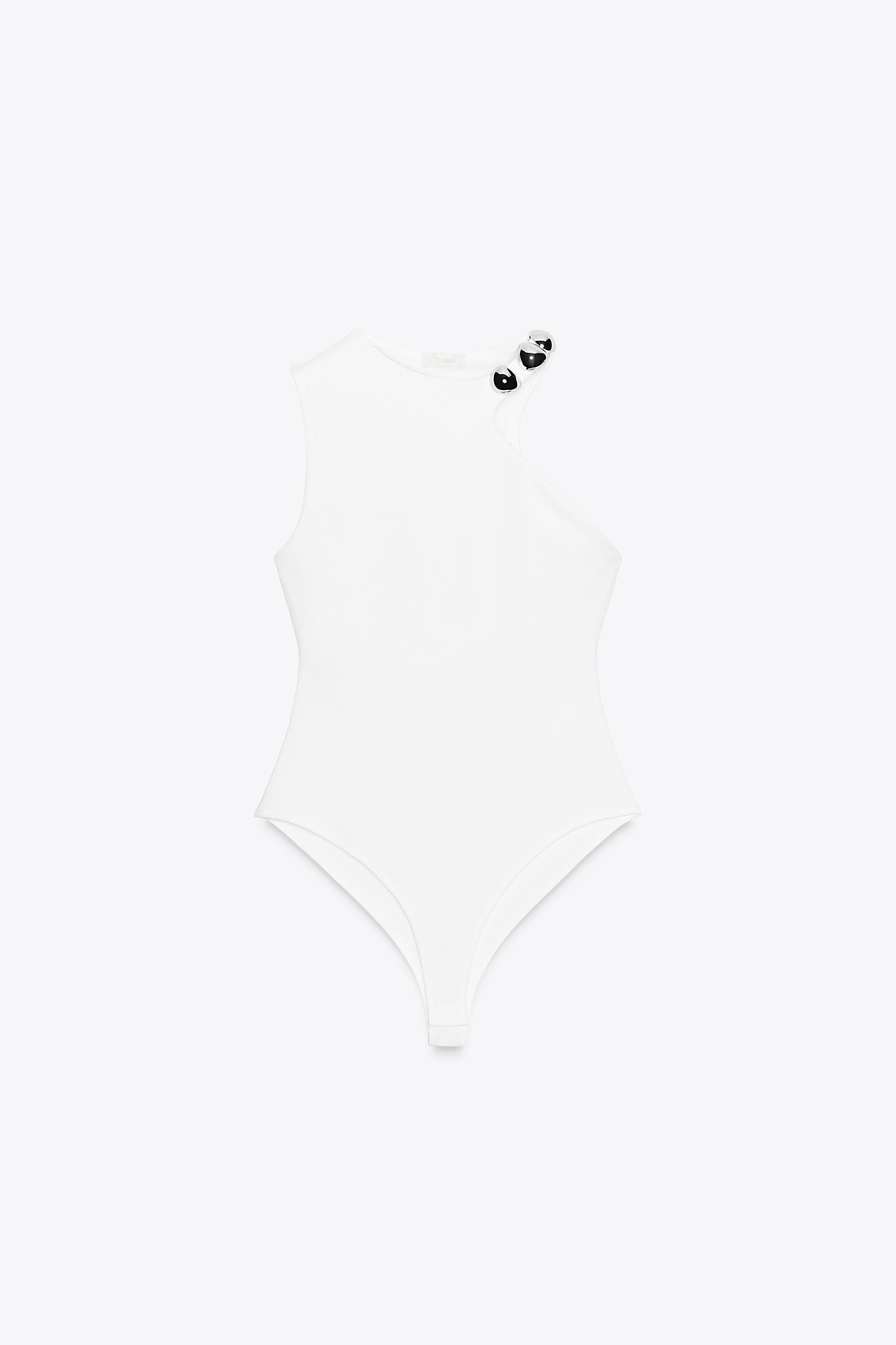 メタルパーツ付きホルターネックボディスーツ - ホワイト | ZARA