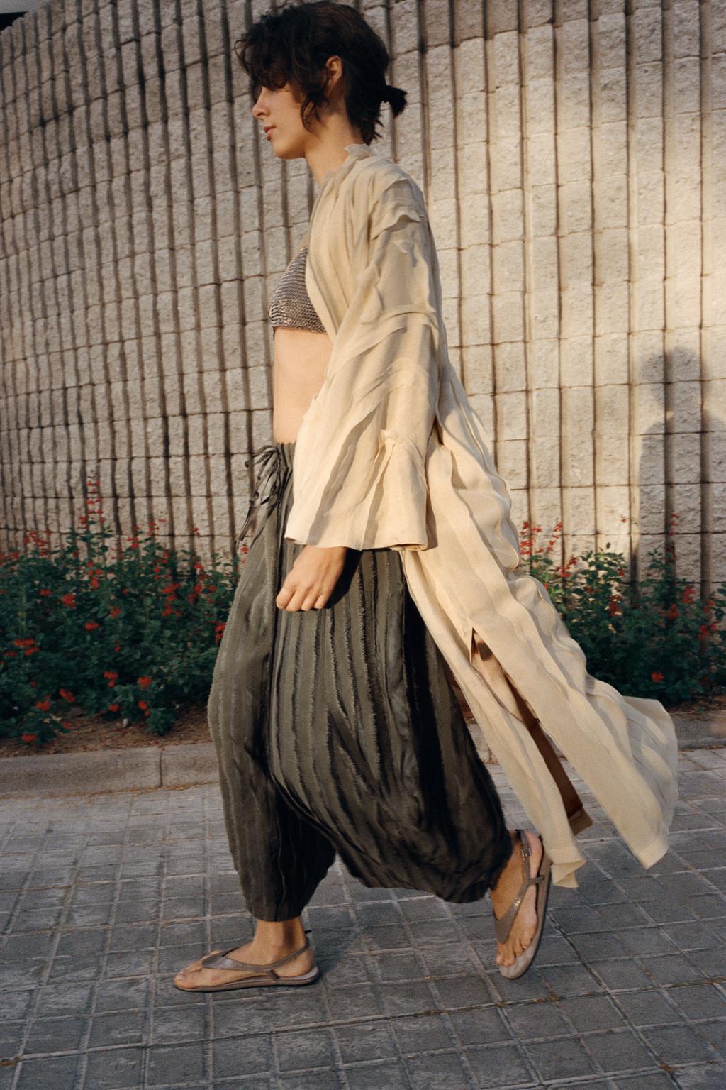 COMBINATION WIDE-LEG PANTS - image 1