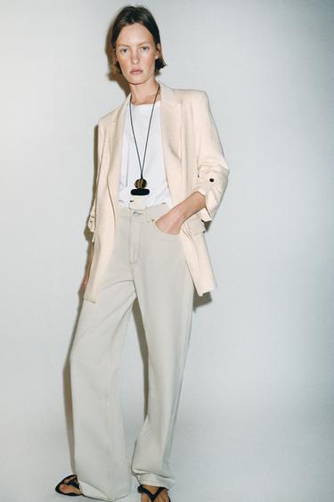 OPEN BLAZER WITH ROLLED-UP SLEEVES - Light beige by Zara