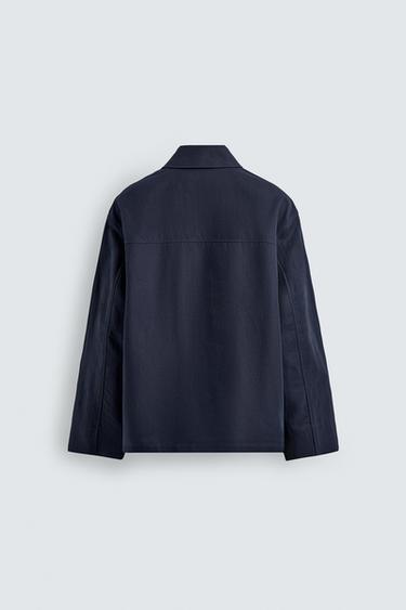 SURCHEMISE RELAXED FIT COTON ET LIN - Bleu marine de Zara - Image 8