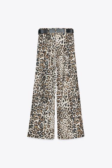 PANTALON LARGE SATINÉ CEINTURE - Leopard de Zara - Image 7
