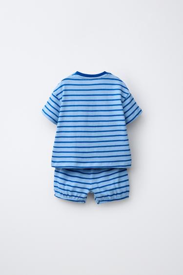 STRIPED T-SHIRT AND BLOOMERS SET - Light blue by Zara - Image 1