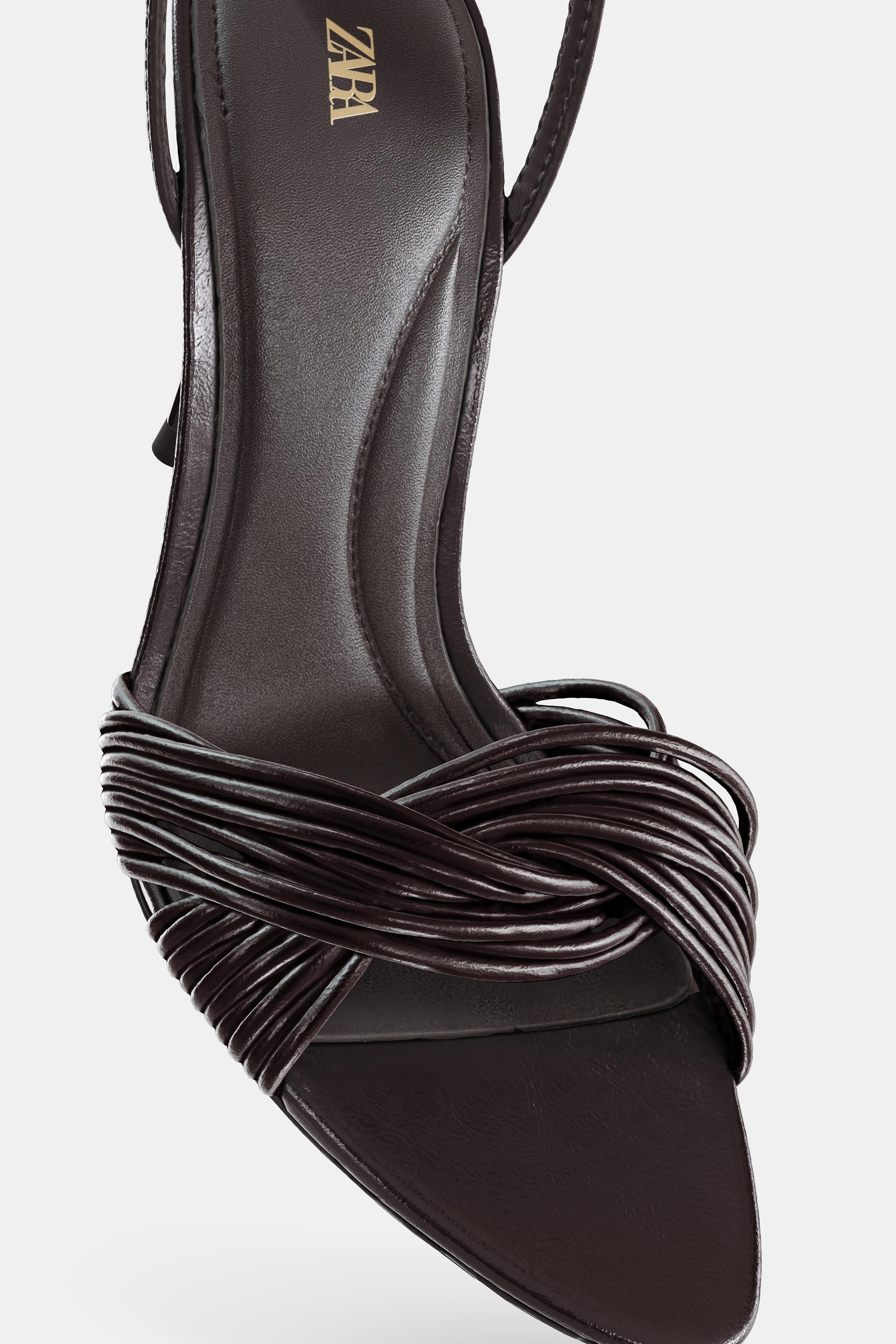 STRAPPY HEEL SANDALS - Brown by Zara