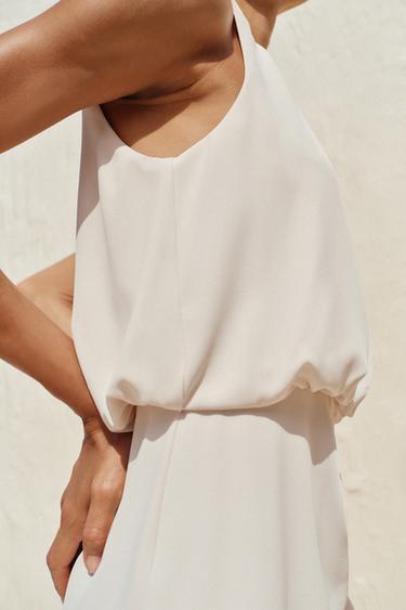 ROBE MIDI PLIS TAILLE - Écru de Zara - Image 6