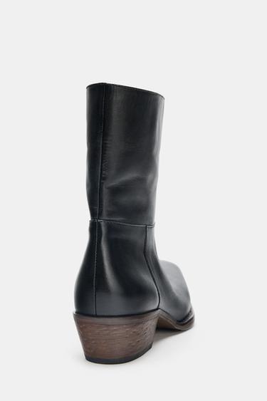 BOTTINES COW-BOY EN CUIR - Noir de Zara - Image 6