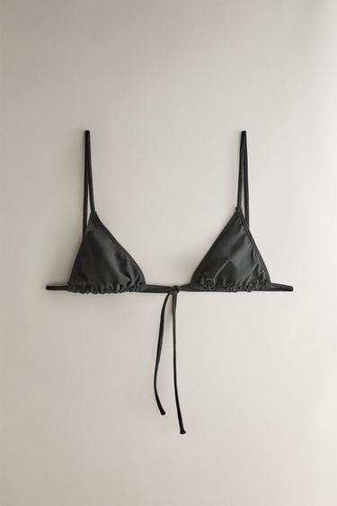 Zara TRIANGLE BEACH BIKINI TOP - Black