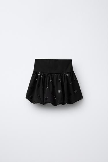 BALLOON SKIRT WITH HEART BEADS - Black by Zara - Image 1