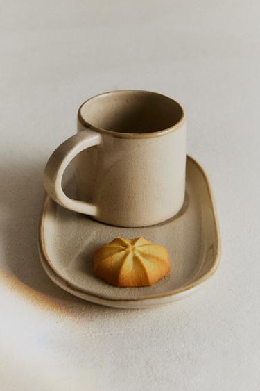 SET TAZA BANDEJA GRES - Gris / Beige de Zara