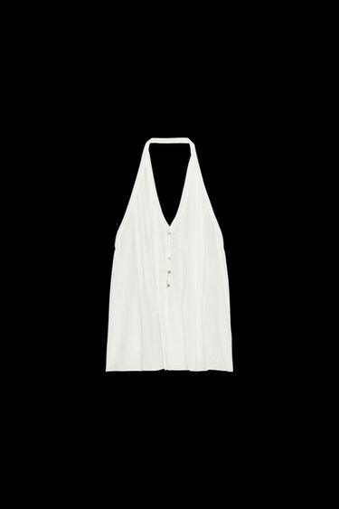 Zara OPEN-BACK HALTER TOP - Light beige - Image 0