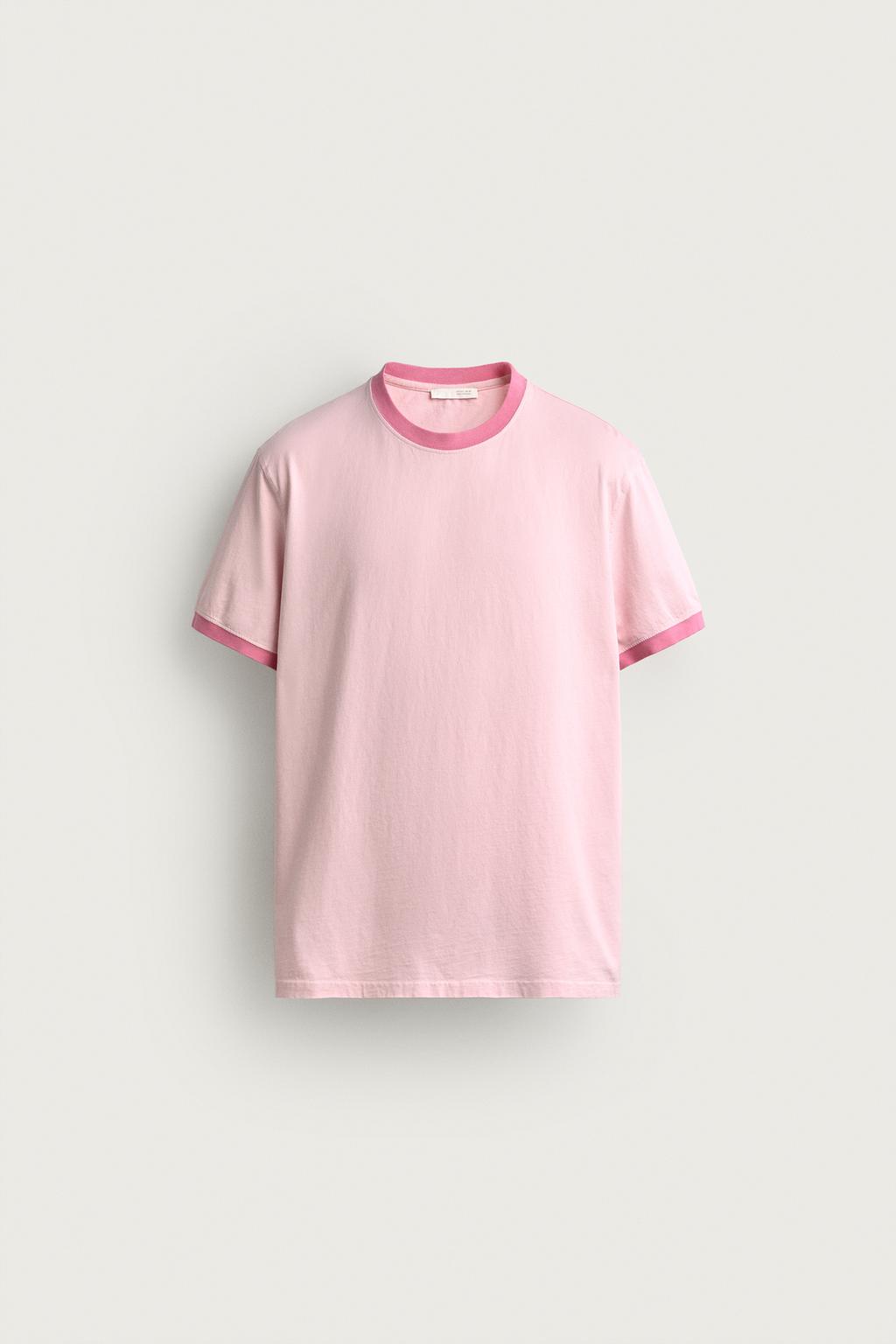 RINGER REGULAR FIT CONTRAST RIB T-SHIRT