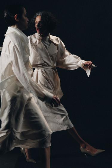 ZW COLLECTION FLOWING TRENCH COAT WITH BELT - Ecru by Zara - Image 10