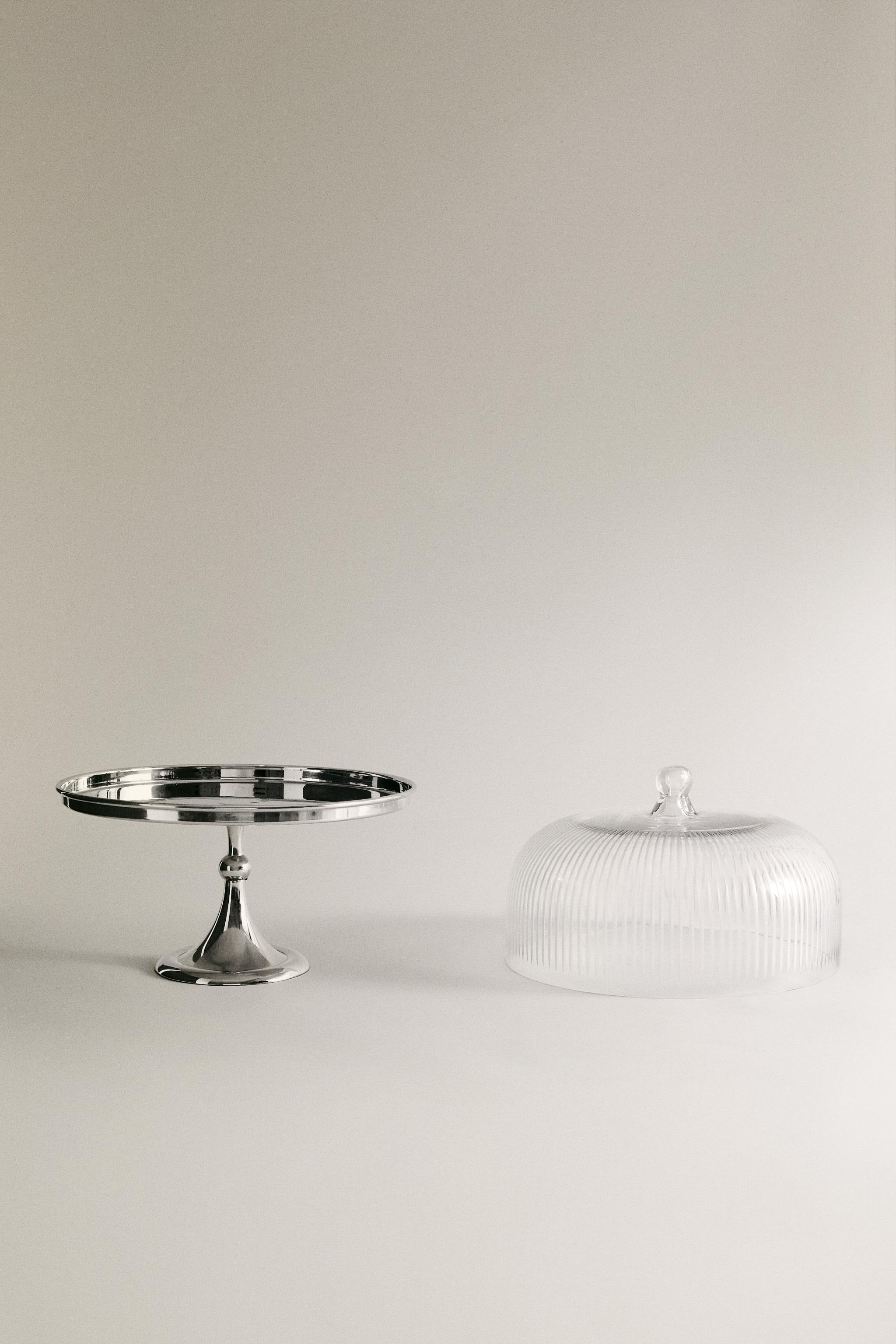 METAL GLASS CAKE DISH