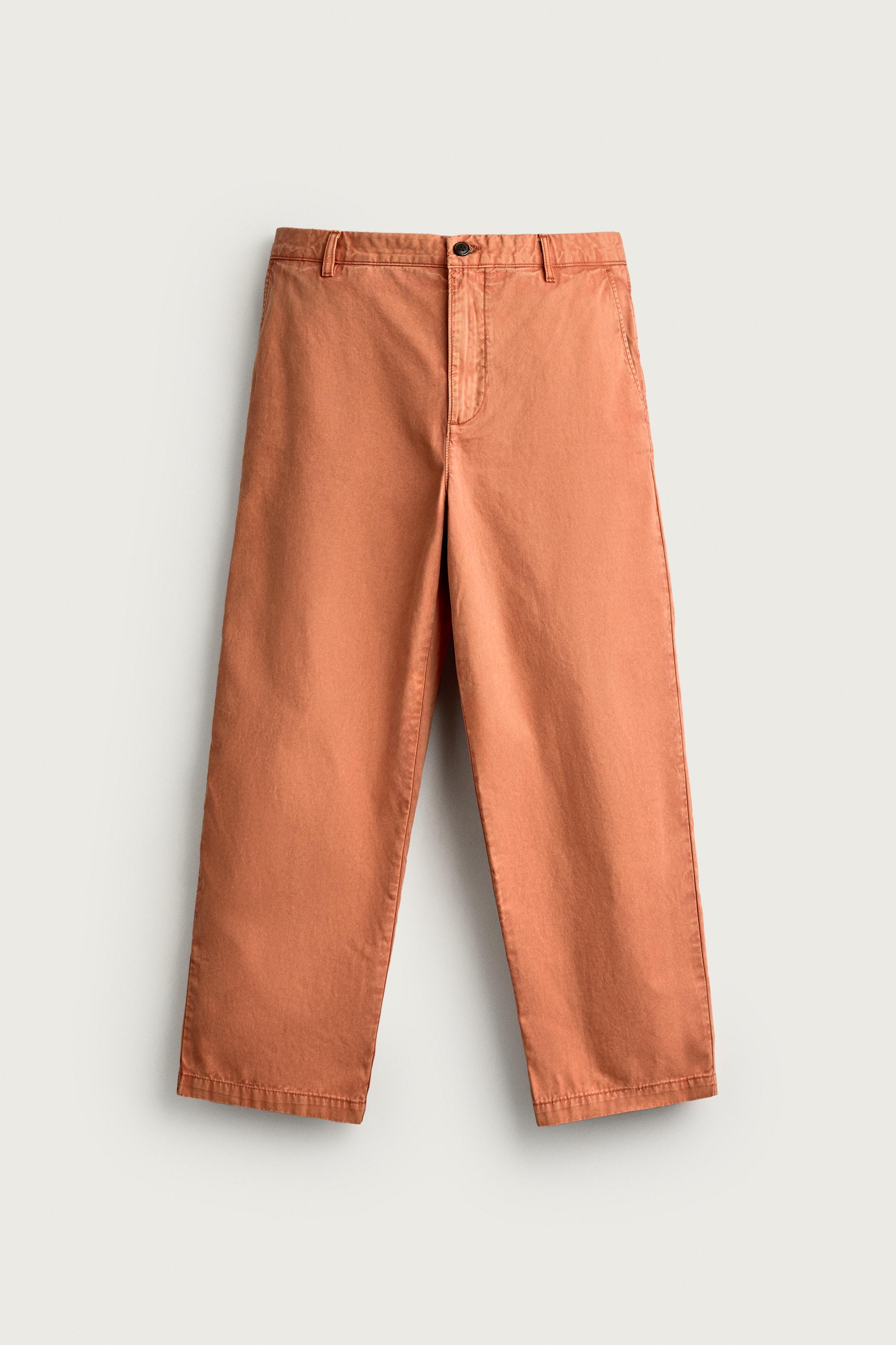Zara YIKAMALI STRAIGHT FIT CHINO PANTOLON görsel 7