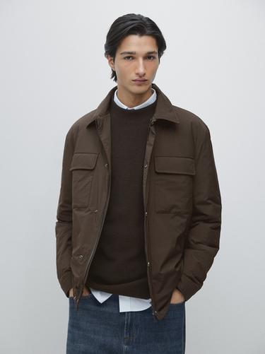 Zara Overshirt with pockets and collar piece - Chocolate