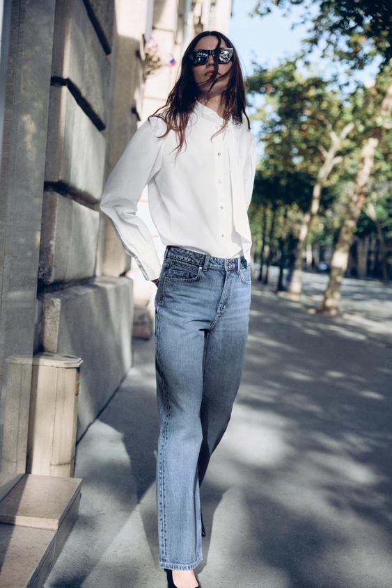 JEANS Z1975 HIGH-WAIST REGULAR LONG LENGTH - Mid-blue by Zara - Image 0