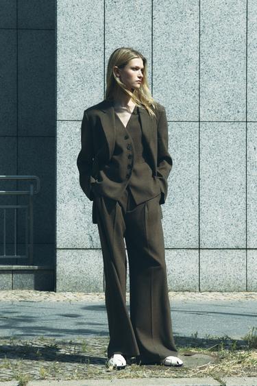 ZW COLLECTION DARTED TROUSERS - mid khaki by Zara
