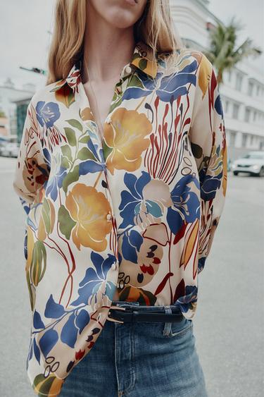 PRINTED SATIN BLOUSE - Multicoloured by Zara - Image 4