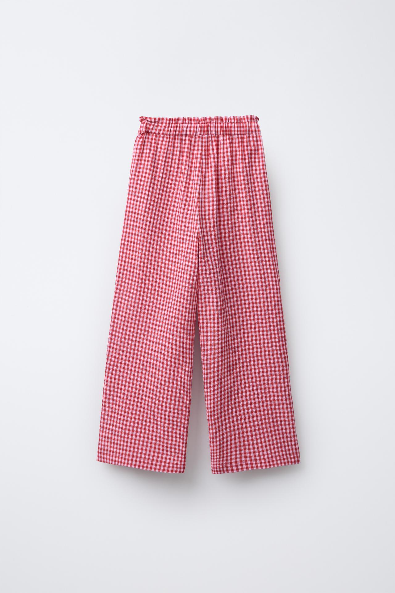 GINGHAM WIDE LEG PANTS